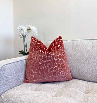 Desert Coral Leopard Velvet Throw Pillow