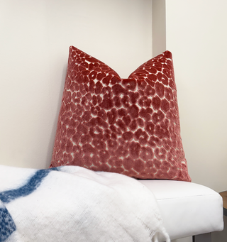 Desert Coral Leopard Velvet Throw Pillow