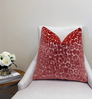 Desert Coral Leopard Velvet Throw Pillow