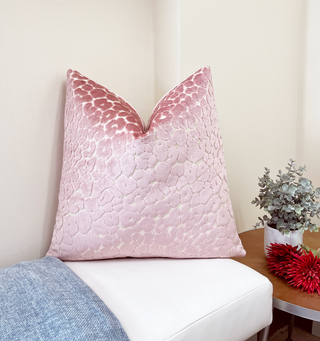 Soft Pink Leopard Velvet Throw Pillow