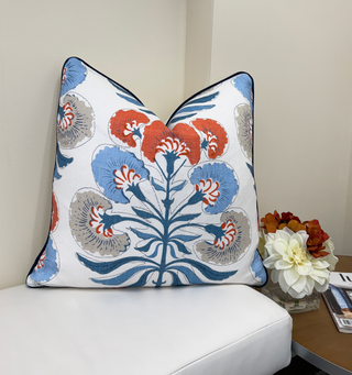 Thibaut Tybee Tree Coral French Blue Throw Pillow Cover