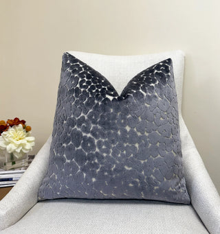 Graphite Leopard Velvet Throw Pillow