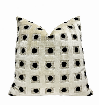 Domino Cream Black Velvet Throw Pillow