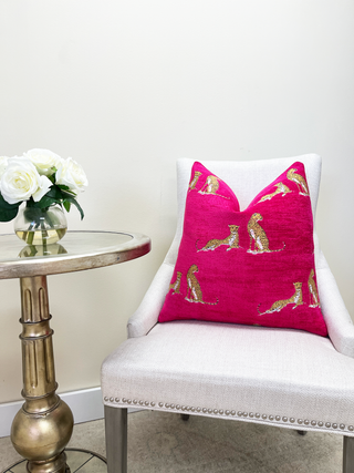 embroidered Pink Cheetah chair_