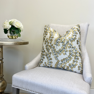 Gold Leaves Embroidered Throw Pillow