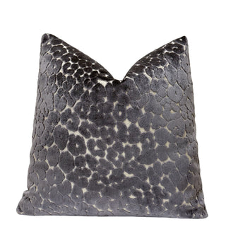 Graphite Leopard Velvet Throw Pillow