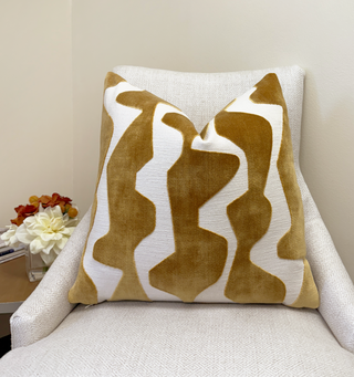 Gold Graphic Velvet Throw Pillow