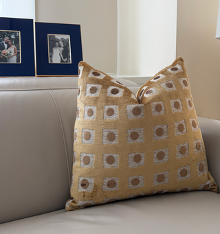 Gold Domino Velvet Throw Pillow