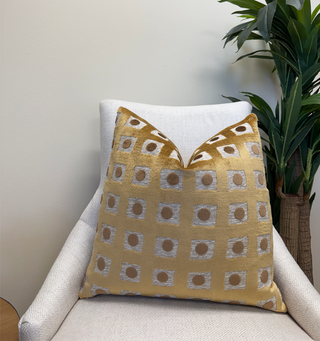 Gold Domino Velvet Throw Pillow