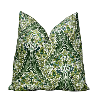 Green Eden Floral Throw Pillow