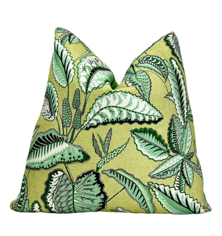 Green Tropical Leaves Throw Pillow