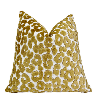 Gold Leopard Velvet Throw Pillow