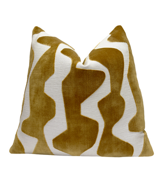 Gold Graphic Velvet Throw Pillow