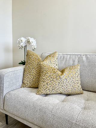 Gold Leopard Print Velvet Throw Pillow Smithy Home Couture