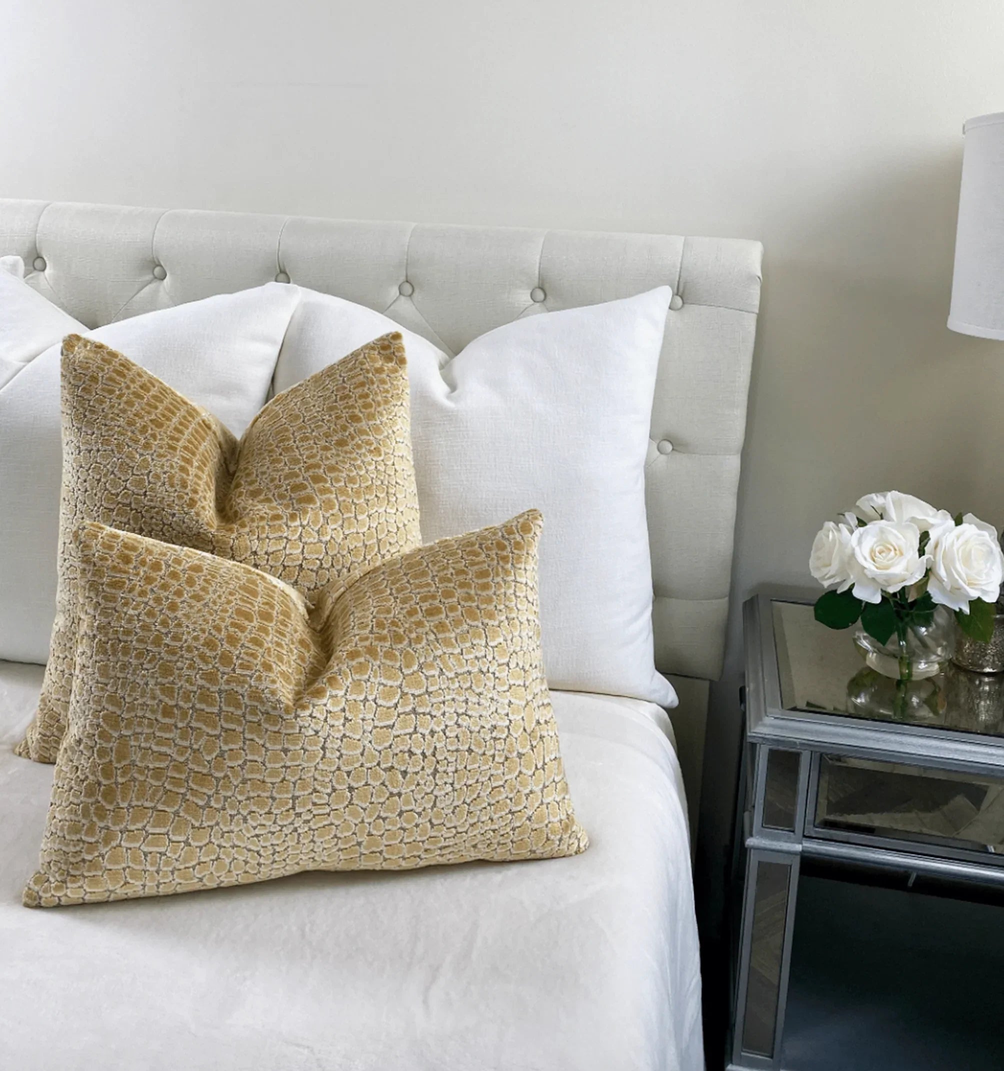 Gold and Cream Pebbles Velvet Throw Pillow – Smithy Home Couture