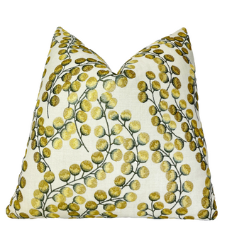 Gold Leaves Embroidered Throw Pillow