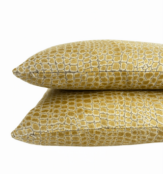 Gold and Cream Pebbles Velvet Throw Pillow