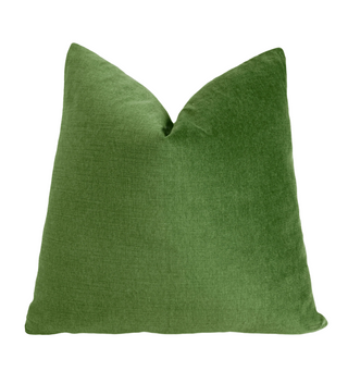 Moss Green Velvet Throw Pillow