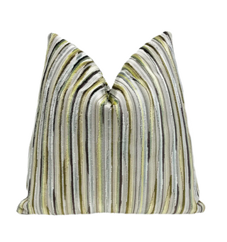 Green Alternative Stripe Multicolored Velvet Throw Pillow