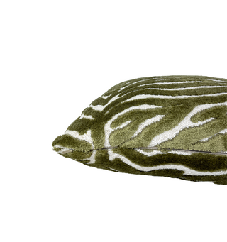 Light Olive Green Zebra Velvet Throw Pillow