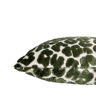 Rosemary Green Leopard Velvet Throw Pillow