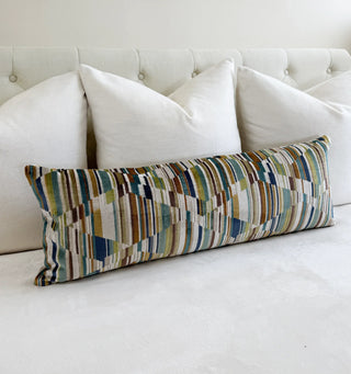 Brown Multi Spectrum Velvet Stripe Throw Pillow
