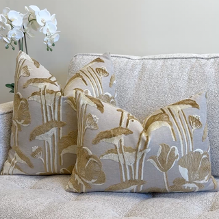 Amber Poppy Velvet Throw Pillow