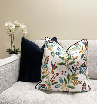 Vibrant Meadow Embroidered Throw Pillow