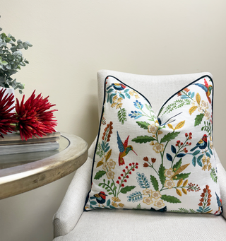 Vibrant Meadow Embroidered Throw Pillow