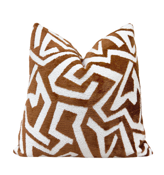 Rust Graphic Velvet Throw Pillow