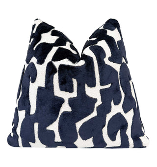 Midnight Glyph Velvet Throw Pillow