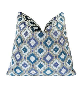 Azure Prism Velvet Throw Pillow