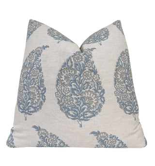 Steel Blue Paisley Throw Pillow