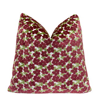 Berry Daisy Velvet Throw Pillow