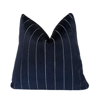 Black Stripe Velvet Throw Pillow