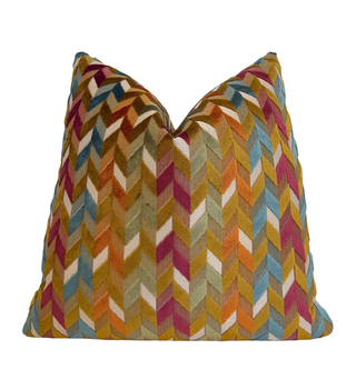 Sunset Chevron Velvet Throw Pillow