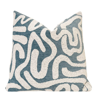 Dusty Blue Current Velvet Throw Pillow