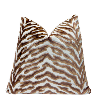 Caramel Zebra Velvet Throw Pillow