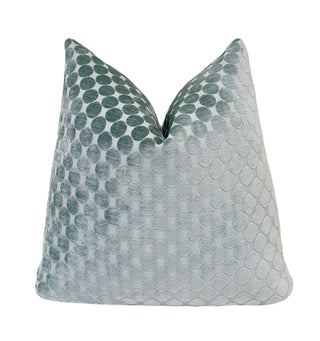 Aqua Mist Dot Velvet Throw Pillow