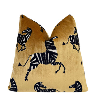 Honey Gold Zebra Velvet Throw Pillow