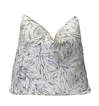 Cream Botanical Embroidered Throw Pillow