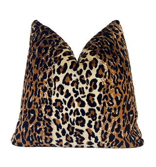 Savanna Leopard Velvet Throw Pillow