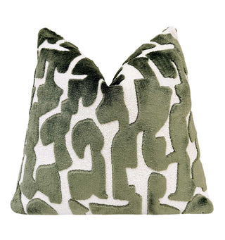 Forest Glyph Velvet Throw Pillow