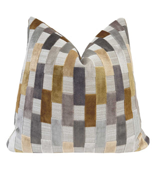 Pewter Block Velvet Throw Pillow