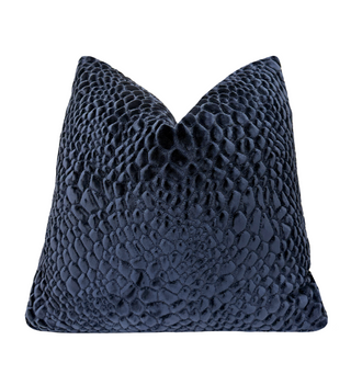 Midnight Blue Croc Velvet Throw Pillow