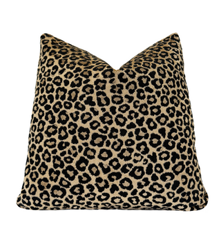 Black Gold Leopard Velvet Throw Pillow