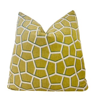 Chartreuse Trellis Embroidered Throw Pillow