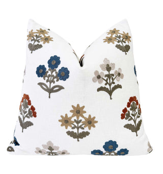 Sienna Embroidered Block Print Throw Pillow