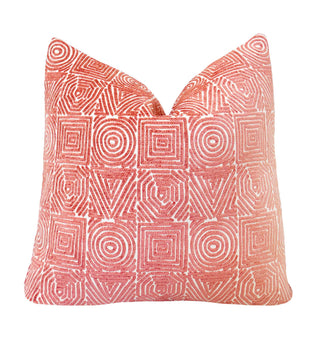 Coral Aztec Velvet Throw Pillow