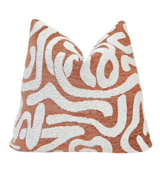 Terracotta Current Velvet Throw Pillow